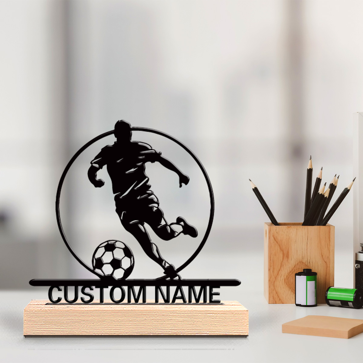 Industrial Laser Table - Statua in Metallo Personalizzata di Calciatore